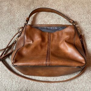 Large tan pleather purse